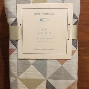 POTTERY BARN BABY Geo Crib Skirt 100% Cotton 28” X 52” Machine Washable 16” Drop
